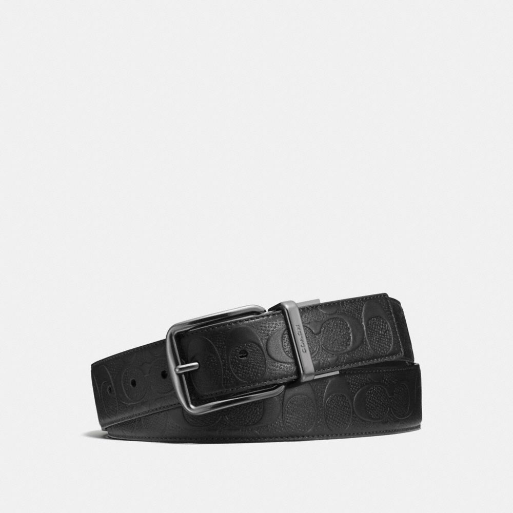 WIDE HARNESS CUT-TO-SIZE REVERSIBLE SIGNATURE LEATHER BELT - COACH f55157 - BLACK