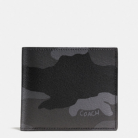 COACH DOULBE BILLFOLD WALLET IN CAMO PRINT COATED CANVAS - FOG CAMO - f55160