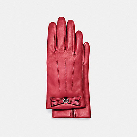 COACH TURNLOCK BOW LEATHER GLOVE - TRUE RED - f55189