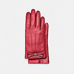 COACH TURNLOCK BOW LEATHER GLOVE - TRUE RED - F55189