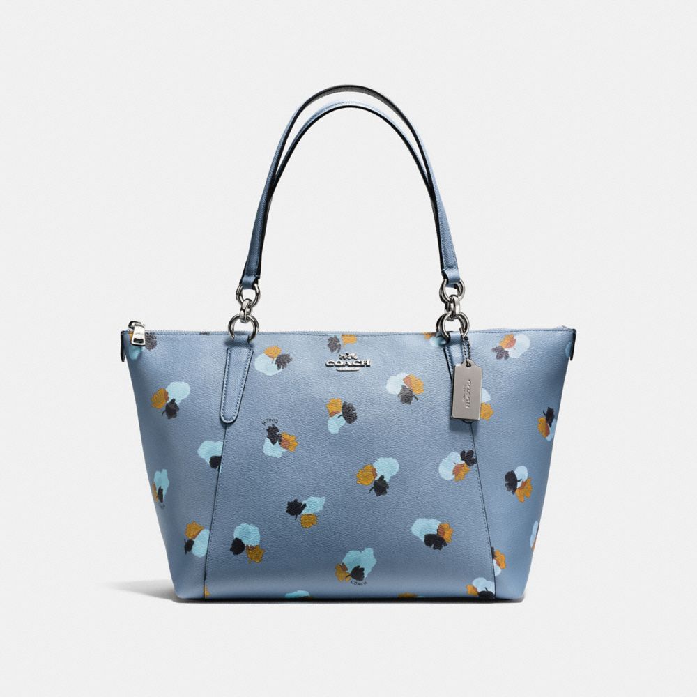 AVA TOTE IN FIELD FLORA PRINT COATED CANVAS - COACH f55192 -  SILVER/CORNFLOWER