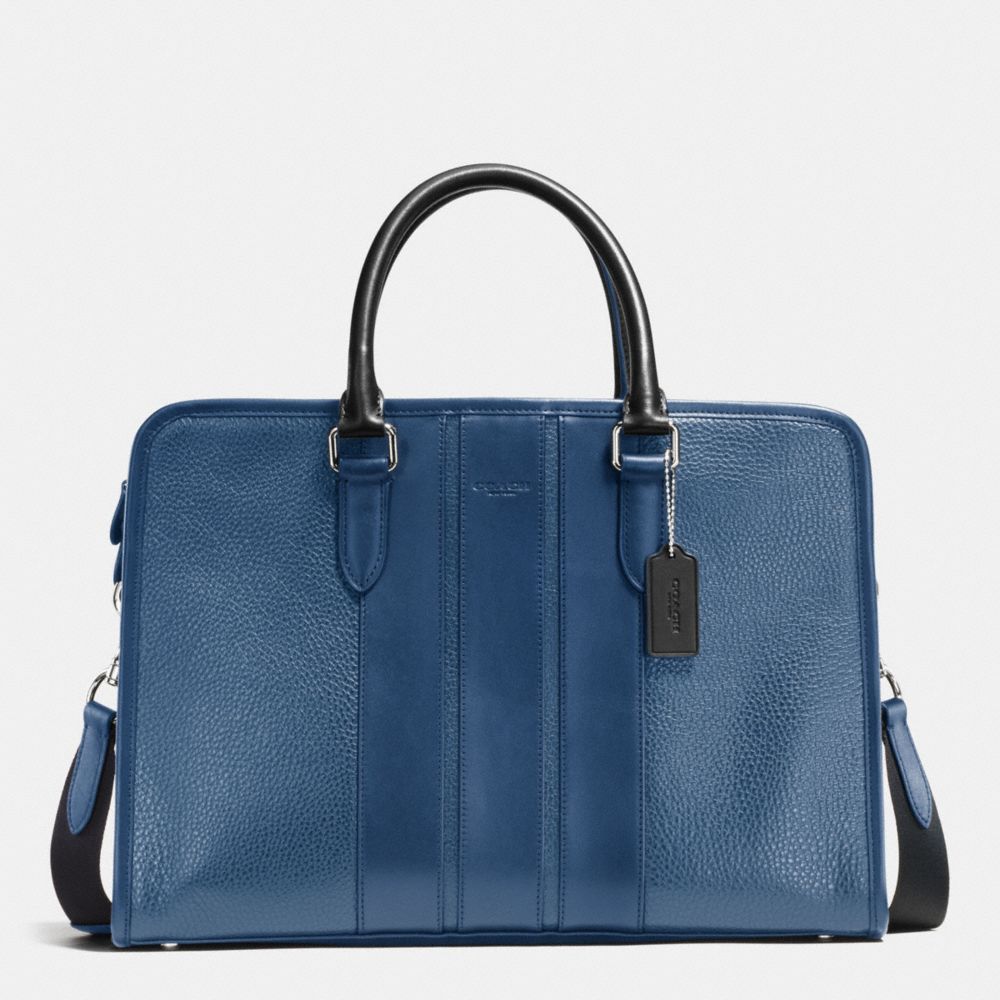 BOND BRIEF IN PEBBLE LEATHER - COACH f55409 - INDIGO/BLACK