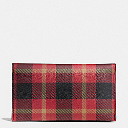 COACH UNIVERSAL PHONE CASE IN PLAID COATED CANVAS - BLACK/RED PLAID BLACK - F55432