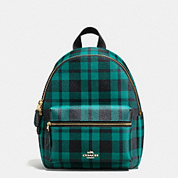 COACH MINI CHARLIE BACKPACK IN RILEY PLAID COATED CANVAS - IMITATION GOLD/ATLANTIC MULTI - F55448