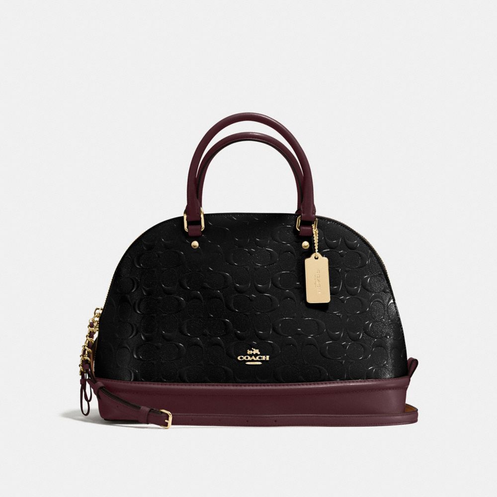 SIERRA SATCHEL IN SIGNATURE DEBOSSED PATENT LEATHER - COACH  f55449 - IMITATION GOLD/BLACK OXBLOOD