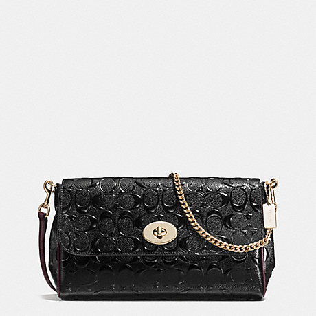 COACH RUBY CROSSBODY IN SIGNATURE DEBOSSED PATENT LEATHER - IMITATION GOLD/BLACK OXBLOOD - f55452