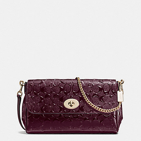 COACH RUBY CROSSBODY IN SIGNATURE DEBOSSED PATENT LEATHER - IMITATION GOLD/OXBLOOD 1 - f55452