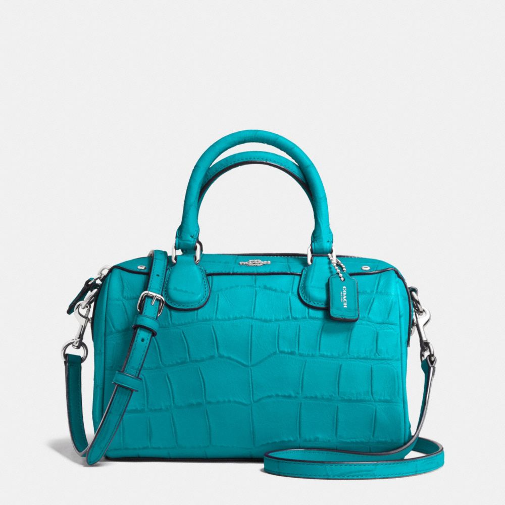 BABY BENNETT SATCHEL IN CROC EMBOSSED LEATHER - COACH f55455 -  SILVER/TURQUOISE