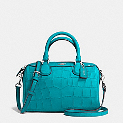 BABY BENNETT SATCHEL IN CROC EMBOSSED LEATHER - COACH f55455 - SILVER/TURQUOISE