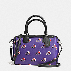 MINI BENNETT SATCHEL IN BRAMBLE ROSE FLORAL PRINT CANVAS - f55464 - SILVER/PURPLE