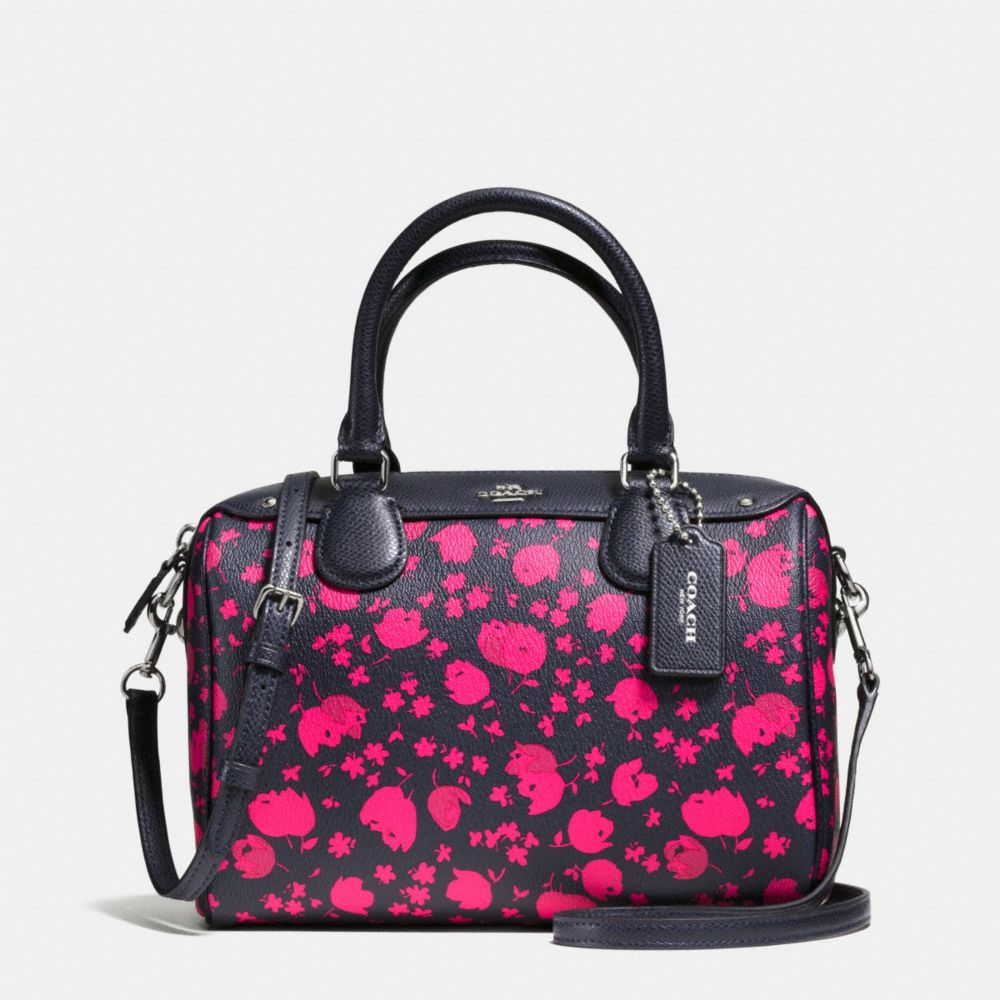 MINI BENNETT SATCHEL IN PRAIRIE CALICO FLORAL PRINT COATED CANVAS  - COACH f55466 - SILVER/MIDNIGHT PINK RUBY