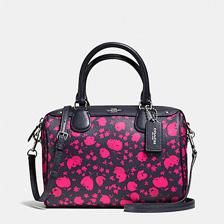 COACH MINI BENNETT SATCHEL IN PRAIRIE CALICO FLORAL PRINT COATED CANVAS - SILVER/MIDNIGHT PINK RUBY - f55466