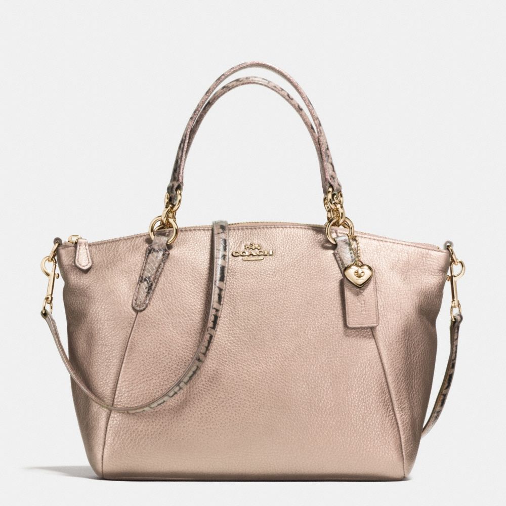 SMALL KELSEY SATCHEL IN METALLIC LEATHER WITH EXOTIC TRIM - COACH  f55514 - IMITATION GOLD/PLATINUM
