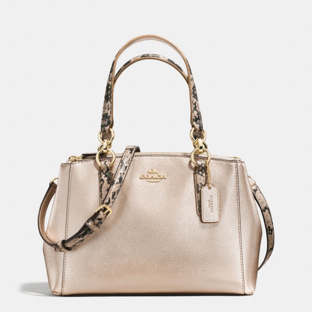 MINI CHRISTIE CARRYALL IN METALLIC LEATHER WITH EXOTIC TRIM -  COACH f55515 - IMITATION GOLD/PLATINUM