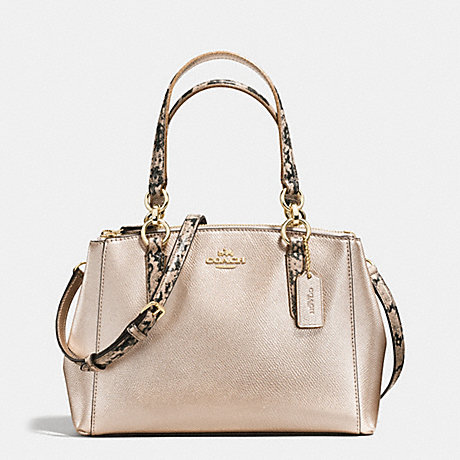 COACH MINI CHRISTIE CARRYALL IN METALLIC LEATHER WITH EXOTIC TRIM - IMITATION GOLD/PLATINUM - f55515