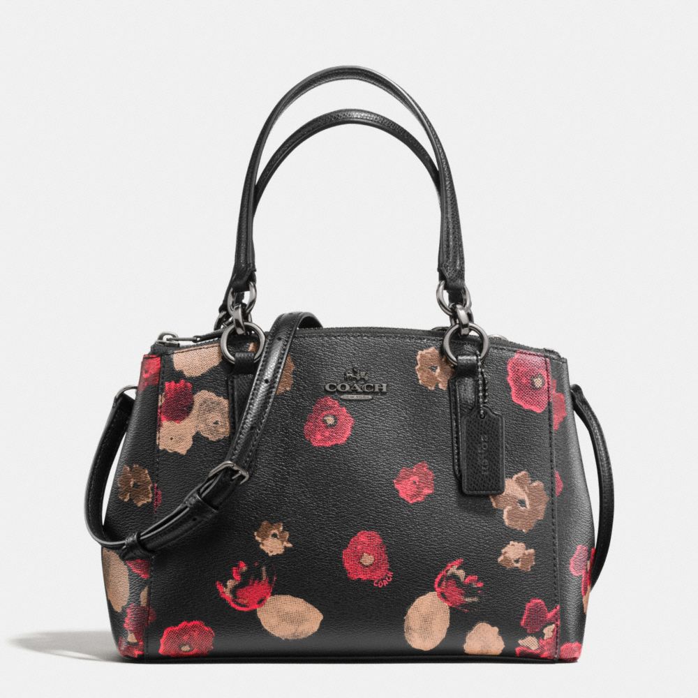 MINI CHRISTIE CARRYALL IN HALFTONE FLORAL PRINT COATED CANVAS - COACH f55538 - ANTIQUE NICKEL/BLACK MULTI