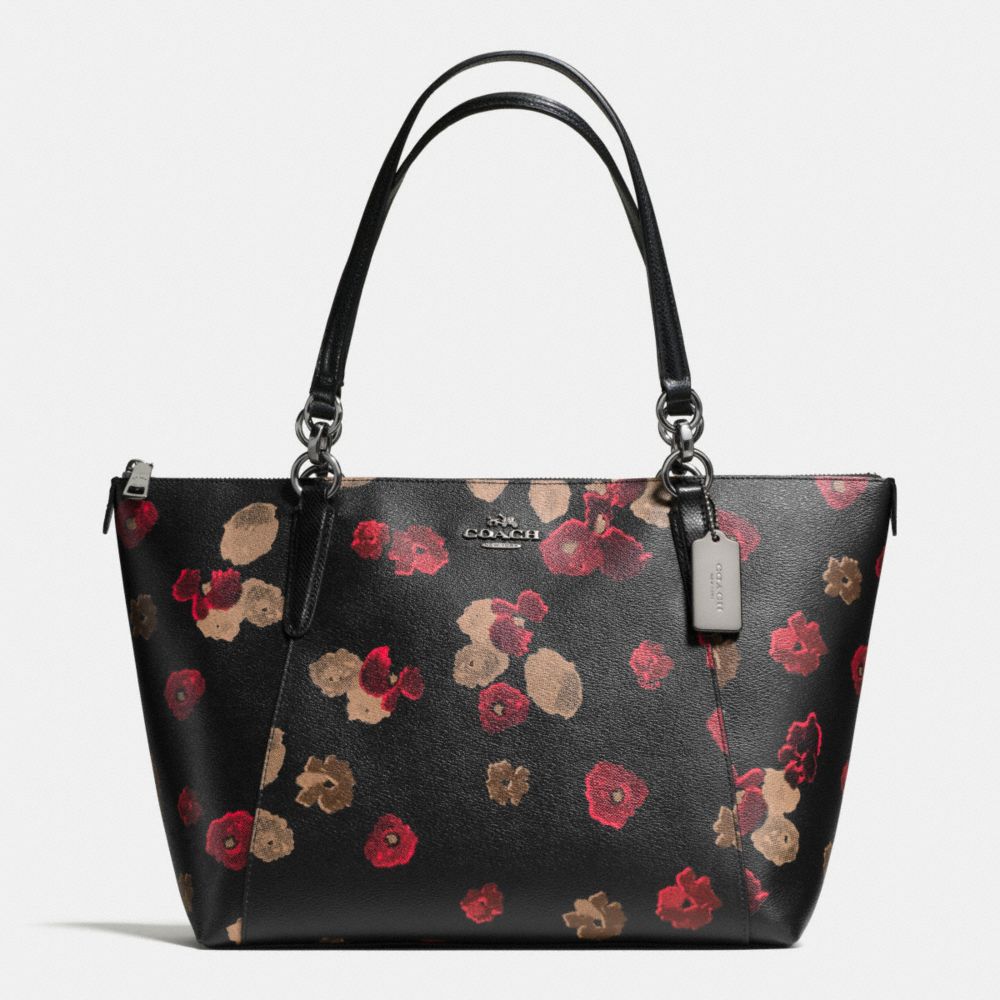 COACH AVA TOTE IN HALFTONE FLORAL PRINT COATED CANVAS - ANTIQUE NICKEL/BLACK MULTI - F55541