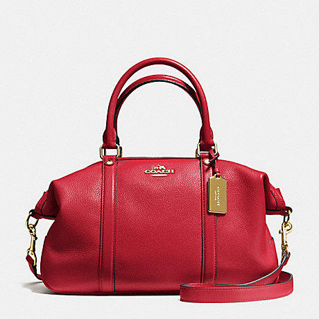 COACH CENTRAL SATCHEL IN PEBBLE LEATHER - IMITATION GOLD/TRUE RED - f55662
