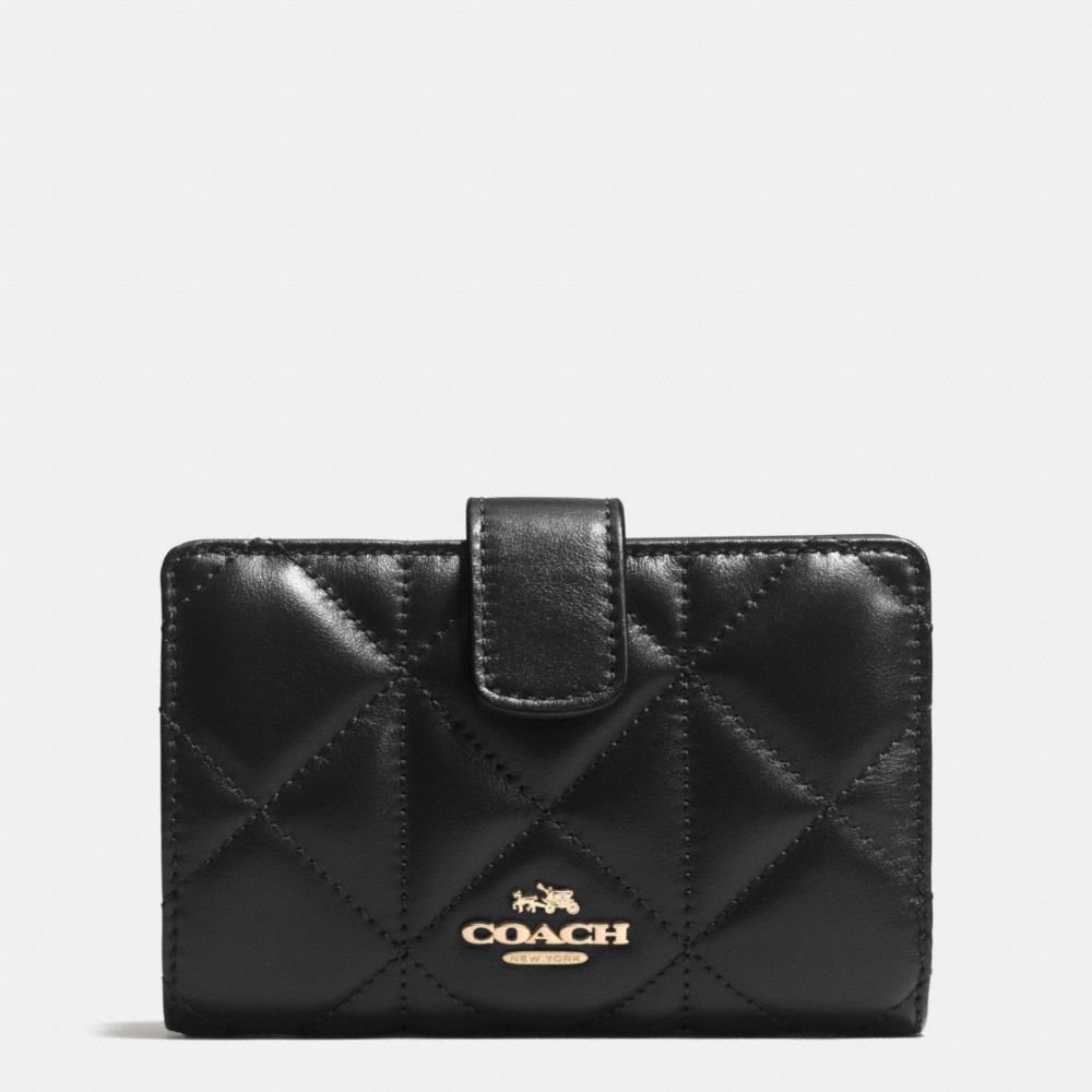 MEDIUM ZIP AROUND WALLET IN QUILTED LEATHER - COACH f55673 - IMITATION GOLD/BLACK