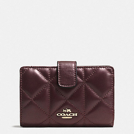 COACH MEDIUM ZIP AROUND WALLET IN QUILTED LEATHER - IMITATION GOLD/OXBLOOD 1 - f55673