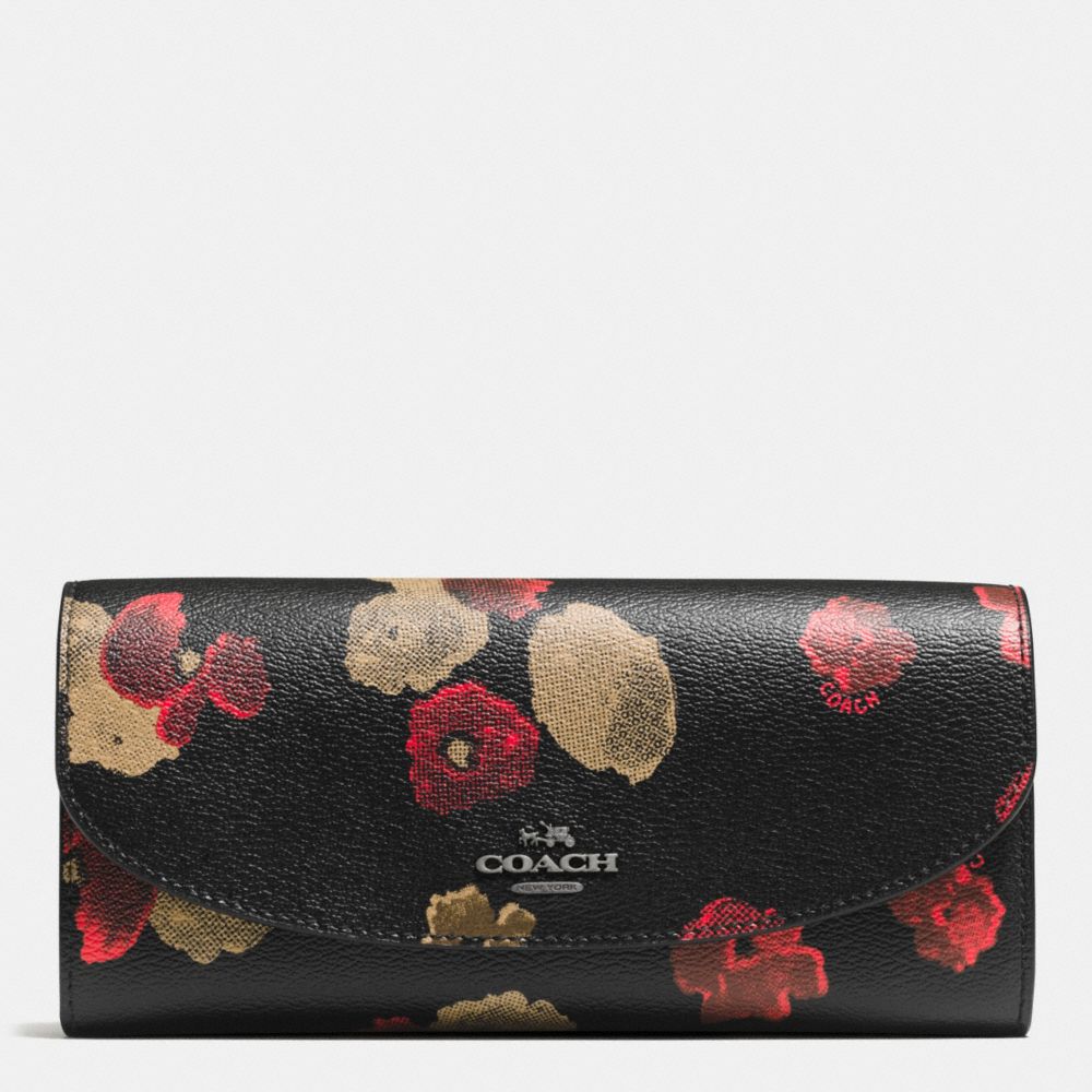 SLIM ENVELOPE WALLET IN HALFTONE FLORAL PRINT COATED CANVAS - COACH f55675 - ANTIQUE NICKEL/BLACK MULTI