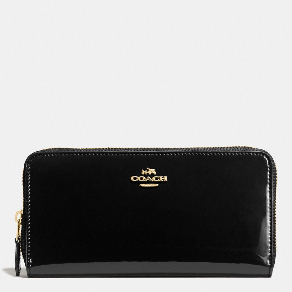 BOXED ACCORDION ZIP WALLET IN SMOOTH PATENT LEATHER - COACH f55734 - IMITATION GOLD/BLACK