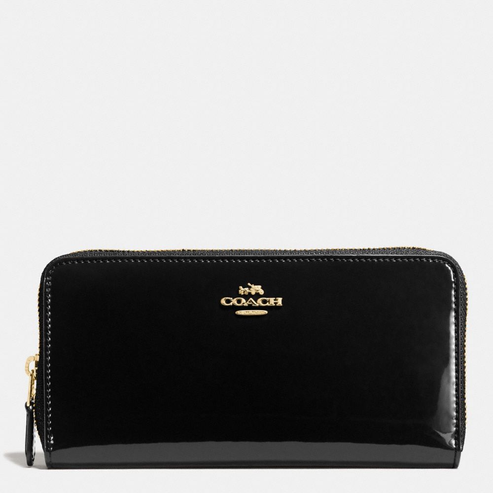 BOXED ACCORDION ZIP WALLET IN SMOOTH PATENT LEATHER - COACH  f55734 - IMITATION GOLD/BLACK