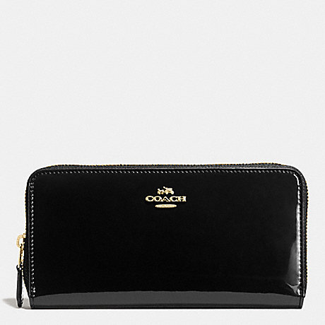 COACH BOXED ACCORDION ZIP WALLET IN SMOOTH PATENT LEATHER - IMITATION GOLD/BLACK - f55734