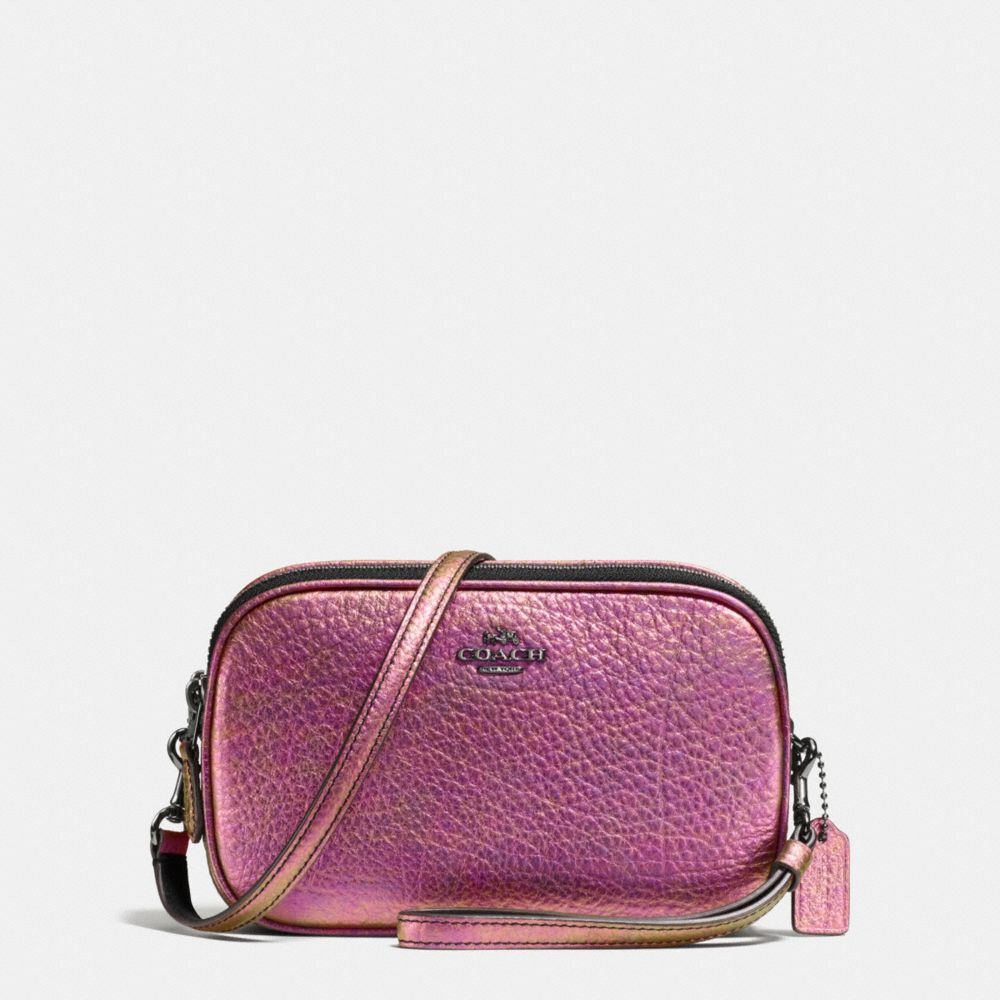 COACH CROSSBODY CLUTCH IN HOLOGRAM LEATHER - DARK GUNMETAL/HOLOGRAM - F55806