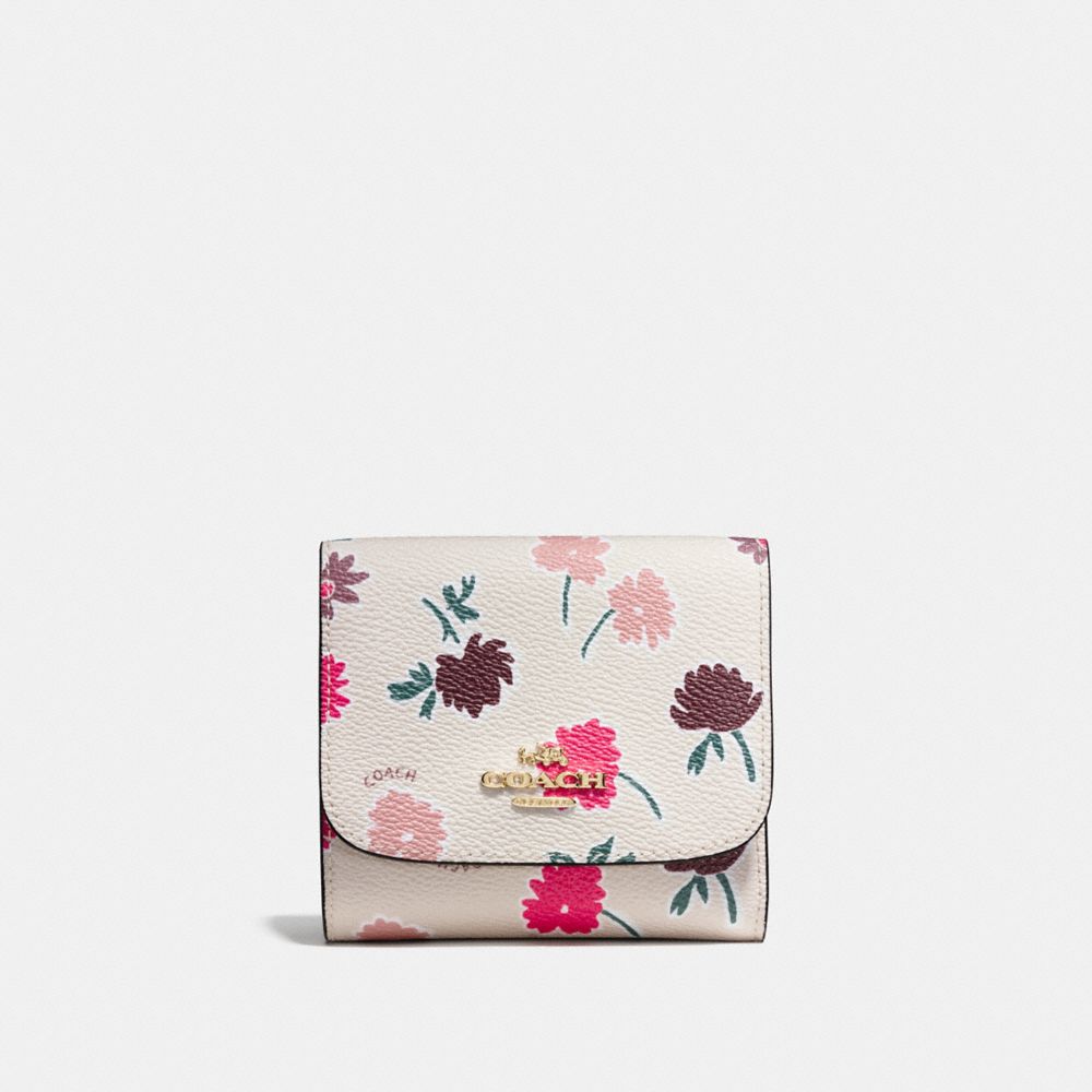 SMALL WALLET IN DAISY FIELD PRINT COATED CANVAS - COACH f55882 - LIGHT GOLD/DAISY FIELD CHALK MULTI