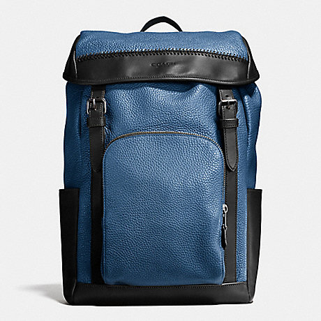COACH HENRY BACKPACK IN PEBBLE LEATHER - INDIGO/BLACK - f56013