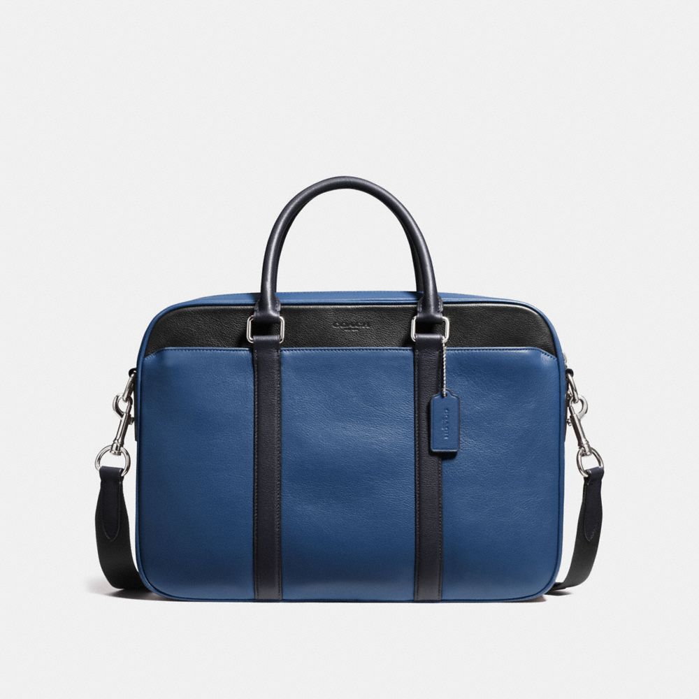 PERRY SLIM BRIEF IN COLORBLOCK LEATHER - COACH f56018 -  INDIGO/MIDNIGHT/BLACK