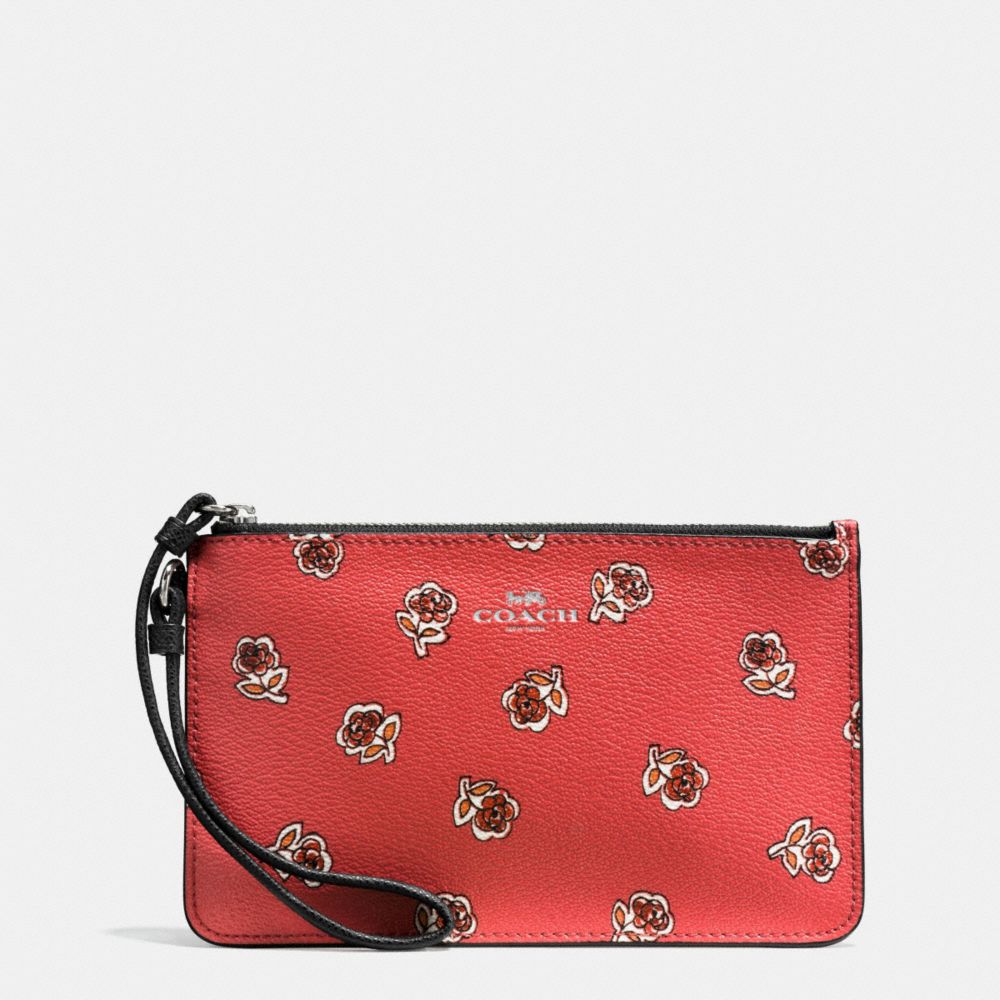 SMALL WRISTLET IN SIENNA ROSE PRINT CANVAS - COACH f56026 - SILVER/WATERMELON