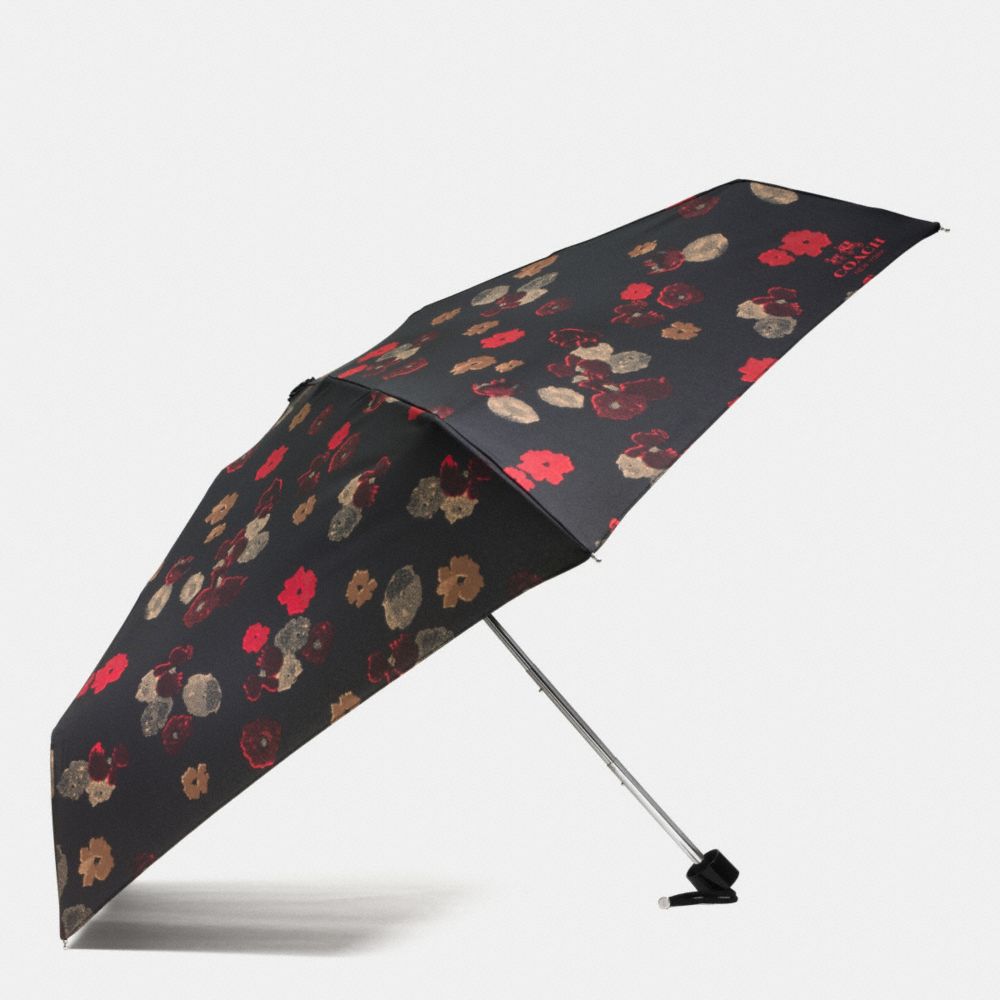 VINTAGE ROSE MINI UMBRELLA - COACH f56052 - SILVER/BLACK MULTI