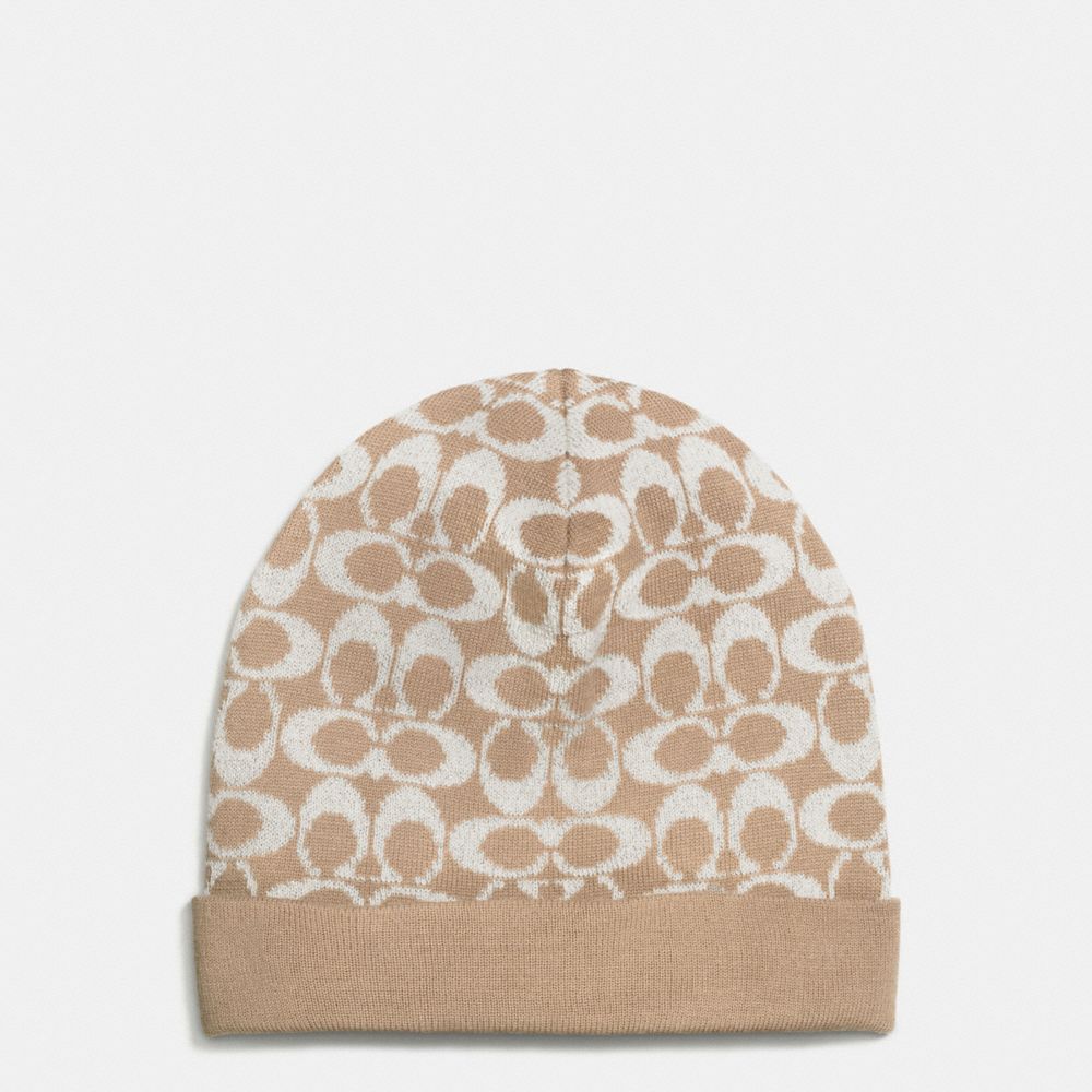 METALLIC SIGNATURE JACQUARD HAT - COACH f56123 - CAMEL