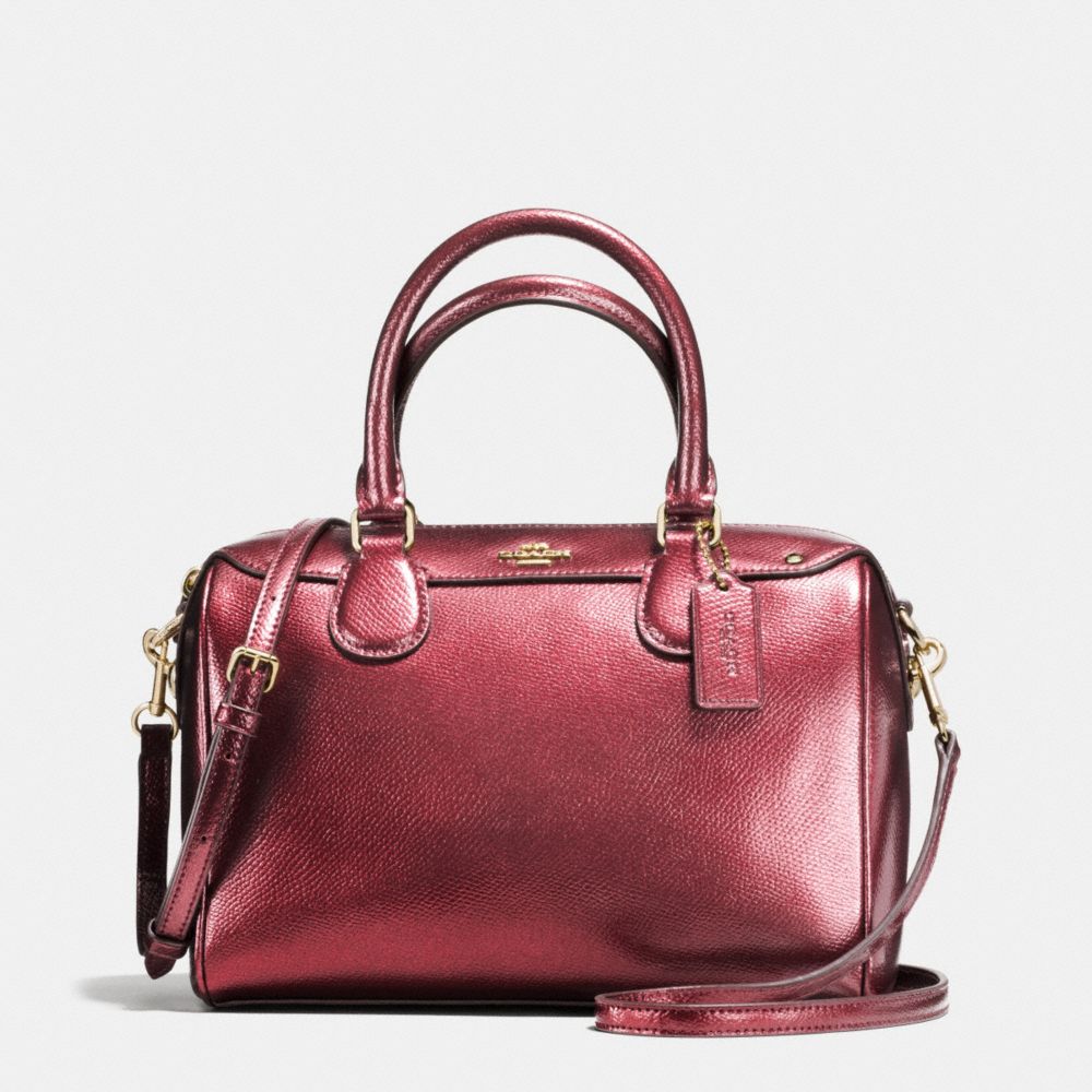 MINI BENNETT SATCHEL IN METALLIC LEATHER - COACH f56125 - IMITATION GOLD/METALLIC CHERRY