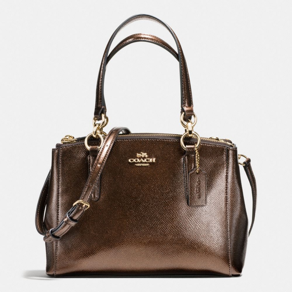 MINI CHRISTIE CARRYALL IN METALLIC LEATHER - COACH f56128 -  IMITATION GOLD/BRONZE