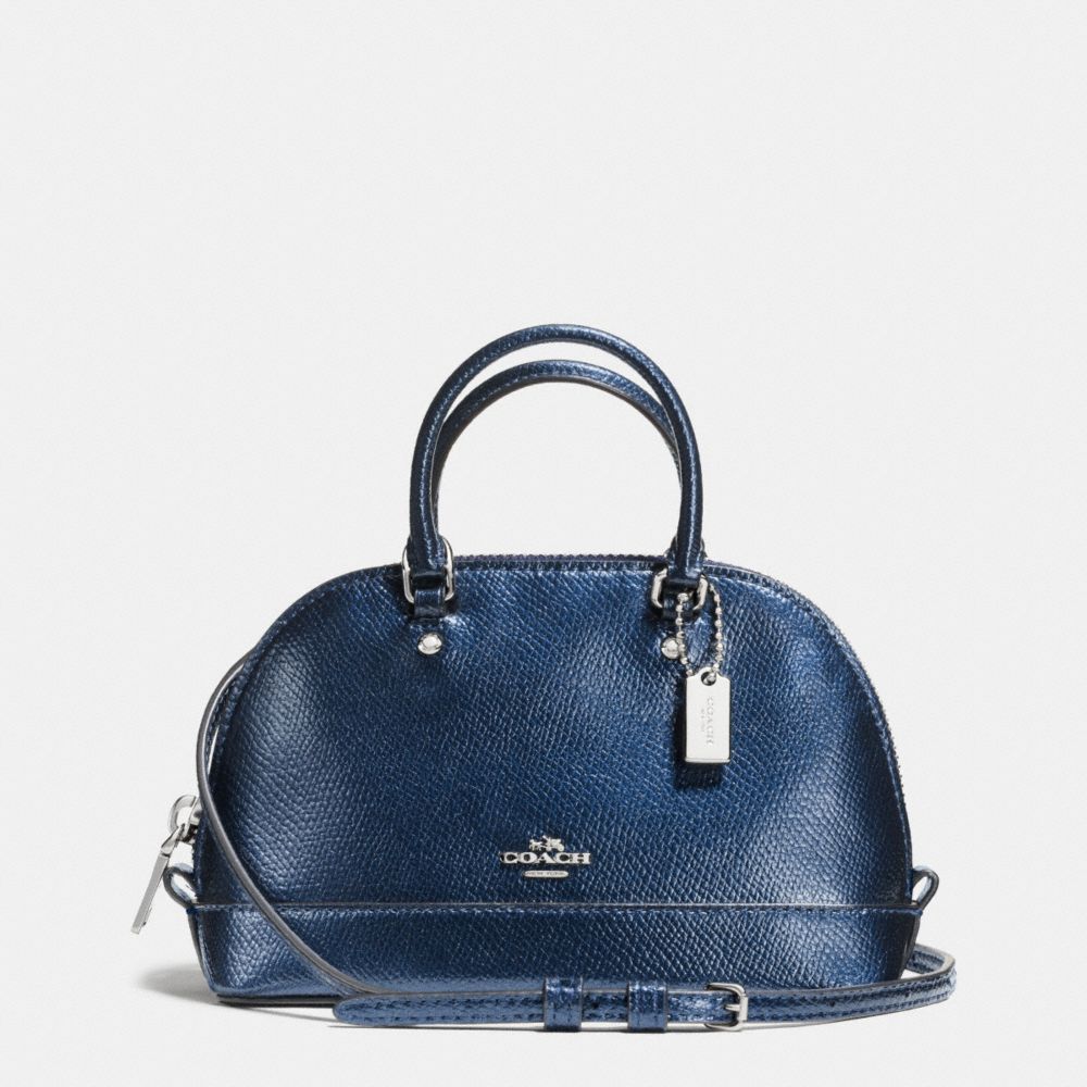 COACH MICRO MINI SIERRA SATCHEL IN METALLIC CROSSGRAIN LEATHER - SILVER/METALLIC MIDNIGHT - F56131