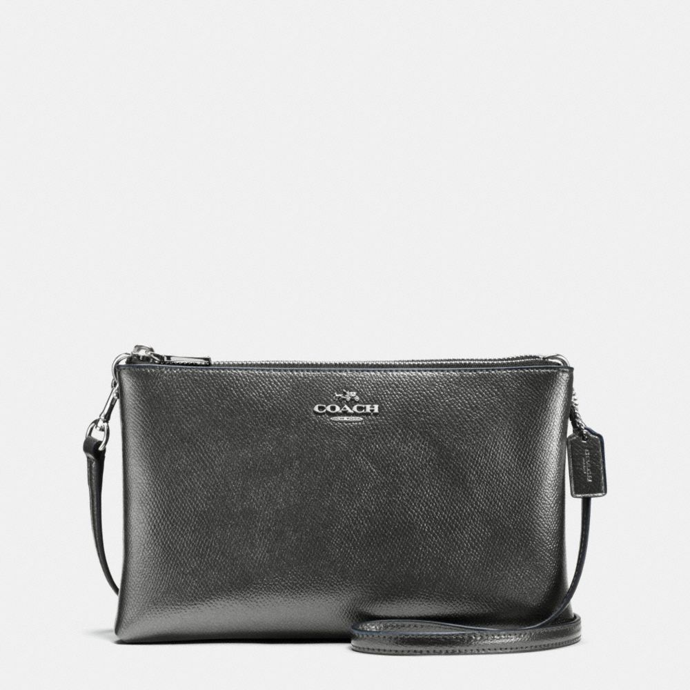 LYLA CROSSBODY IN METALLIC CROSSGRAIN LEATHER - COACH f56132 - SILVER/GUNMETAL