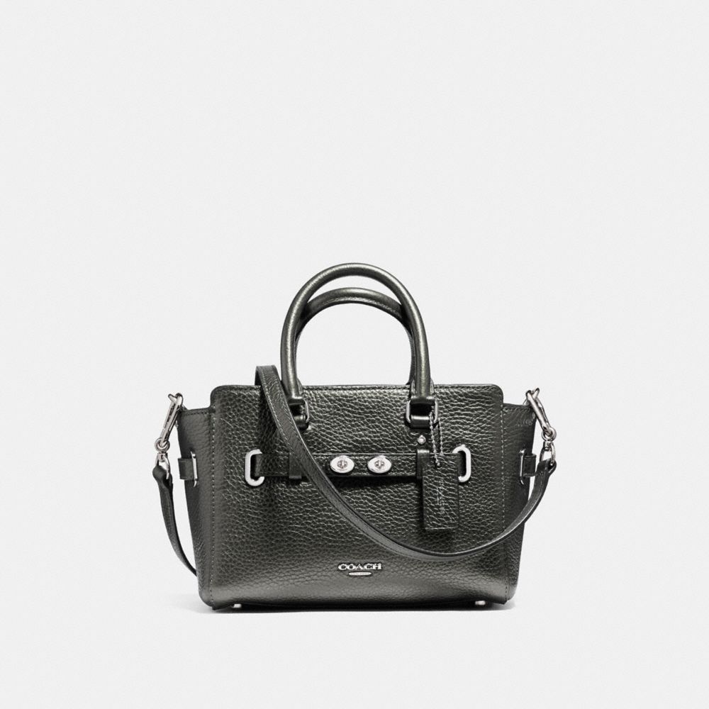 MINI BLAKE CARRYALL IN METALLIC PEBBLE LEATHER - COACH f56138 - SILVER/GUNMETAL