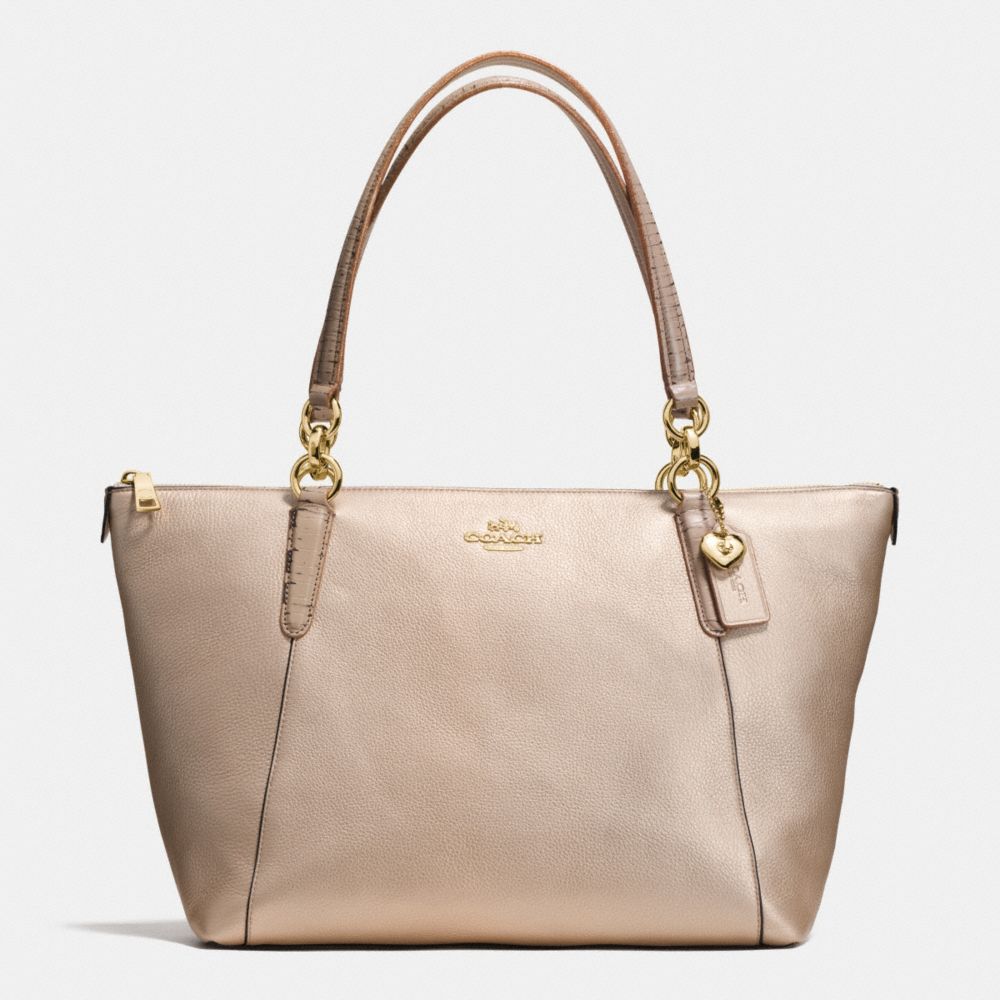 AVA TOTE IN METALLIC LEATHER WITH EXOTIC TRIM - COACH f56198 - IMITATION GOLD/PLATINUM