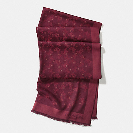 COACH HORSE AND CARRIAGE FOIL STAR OBLONG SCARF - BURGUNDY - f56200