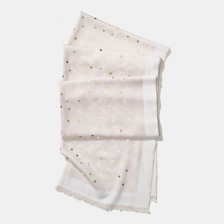COACH HORSE AND CARRIAGE FOIL STAR OBLONG SCARF - CHALK - f56200