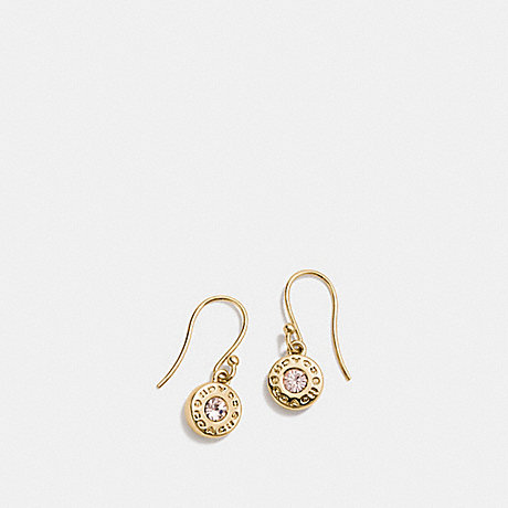 COACH OPEN CIRCLE STONE EARRING ON WIRE - GOLD - f56417