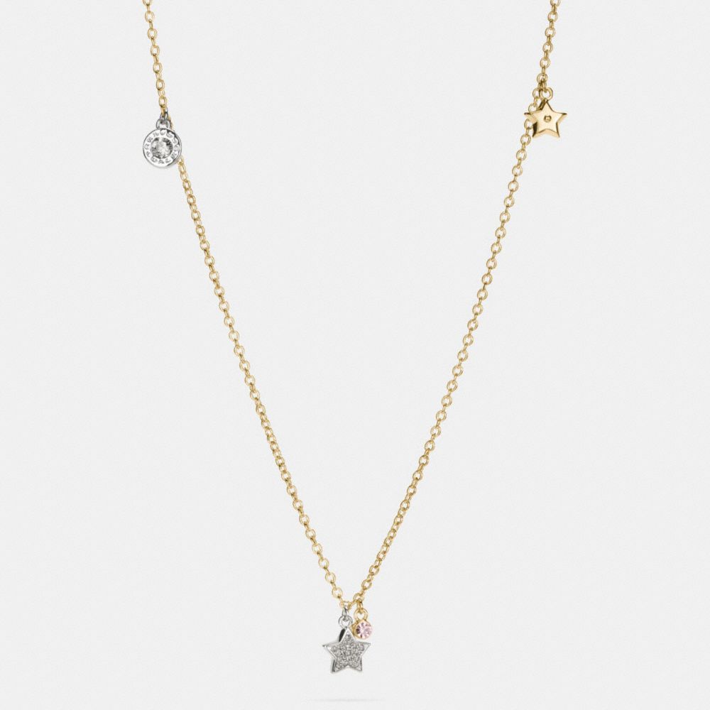 LONG MULTI STAR CHARM NECKLACE - COACH f56421 - GOLD/SILVER