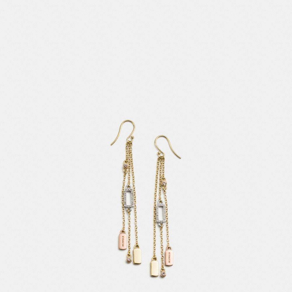 LONG HANGTAG CHARM EARRINGS - COACH f56431 - GOLD/SILVER  ROSEGOLD