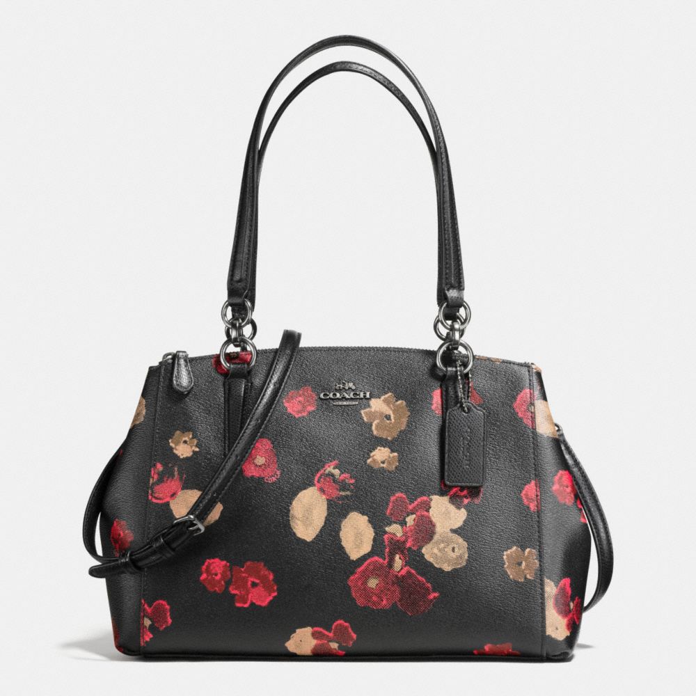 SMALL CHRISTIE CARRYALL IN HALFTONE FLORAL COATED CANVAS - COACH  f56469 - ANTIQUE NICKEL/BLACK MULTI