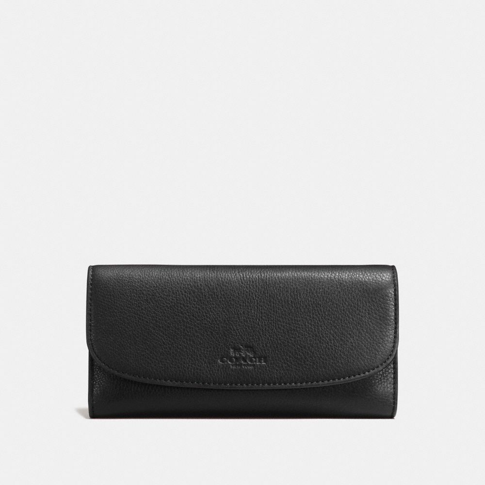 CHECKBOOK WALLET IN PEBBLE LEATHER - COACH f56488 - IMITATION GOLD/BLACK