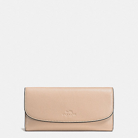 COACH CHECKBOOK WALLET IN PEBBLE LEATHER - IMITATION GOLD/BEECHWOOD - f56488
