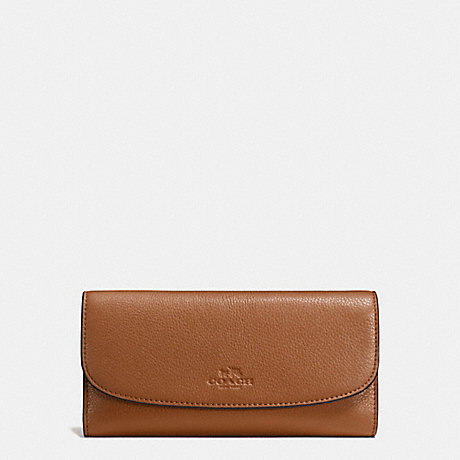 COACH CHECKBOOK WALLET IN PEBBLE LEATHER - IMITATION GOLD/SADDLE - f56488